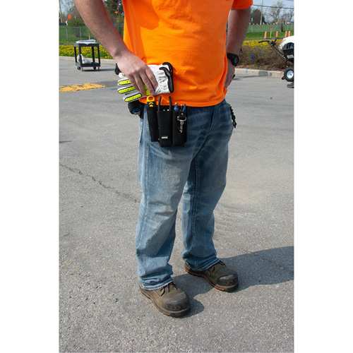 Lineman's Tool Pouch, Multiple Tool Holder, Leather, 3 Pockets Mukwa Safety Services