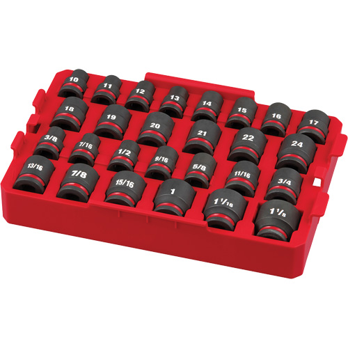 Jeu de douilles profondes 3/8" Shockwave Impact Duty Packout, 27 Mcx, Chocs, Prise de 1/2" Mukwa Safety Services