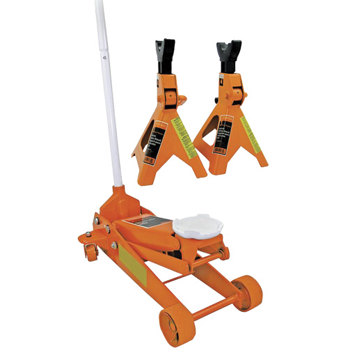 Service Jack with 3-Ton Vehicle Stands, 2.5 Ton(s) Capacity, 5" Lowered, 19-1/4" Raised, Manual Hydraulic Mukwa Safety Services