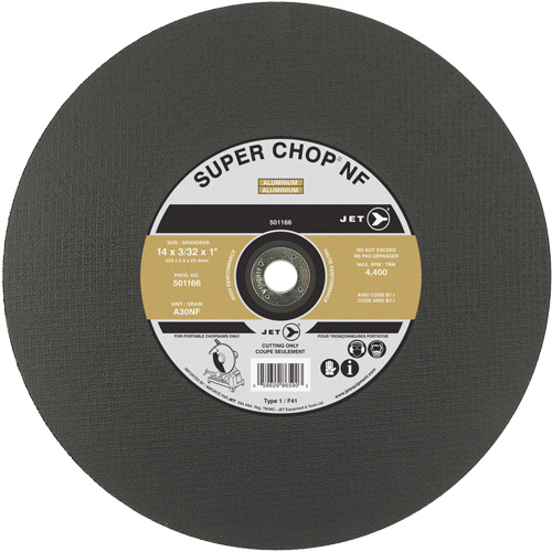 Meule &agrave; tronçonner Super Chop A30NF, 14" x 3/32", Arbre de 1", Type 1, 4400 Tr/min Mukwa Safety Services