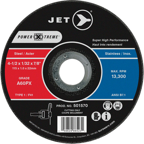 A60PX Power-Xtreme Cut-Off Wheel, 4-1/2" x 1/32", 7/8" Arbor, Type 1, 13300 RPM Mukwa Safety Services