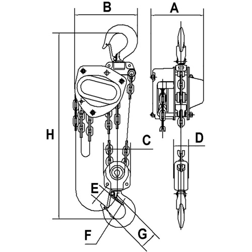 KCH Series Chain Hoists, 20' Lift, 11000 lbs. (5 tons) Capacity, Alloy Steel Chain Mukwa Safety Services