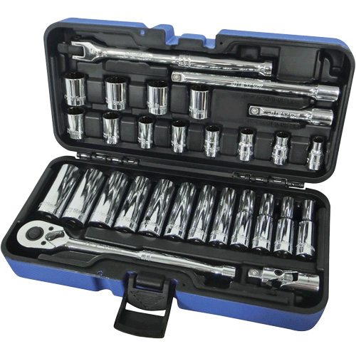 Jeux Rochets & douilles &agrave; 12 pans combin&eacute;s, 30 Mcx, Prise de 3/8", Profond Mukwa Safety Services
