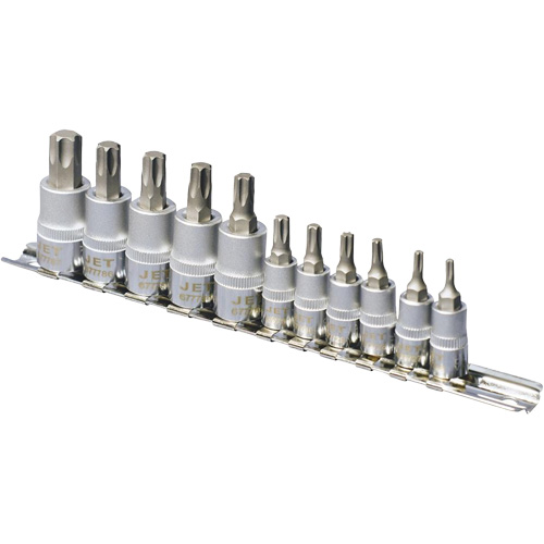 SS1438-11T Chrome Socket Bit Sets, Torx&reg;, 1/4"/3/8" Drive, 10 Pcs Mukwa Safety Services