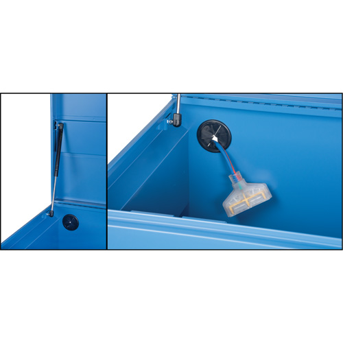 Coffre &agrave; outils de chantier, 48" x 24" x 27-3/5", Acier, Bleu Mukwa Safety Services