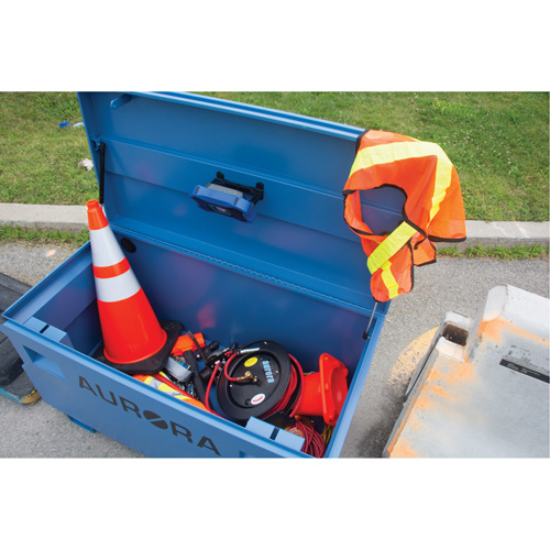 Coffre &agrave; outils de chantier, 48" x 24" x 27-3/5", Acier, Bleu Mukwa Safety Services