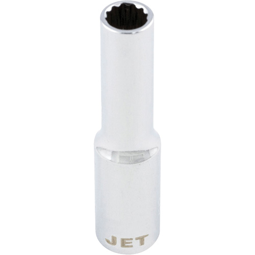 Chrome Socket, 8 mm, 1/4" Drive, 12 Points, Deep Mukwa Safety Services