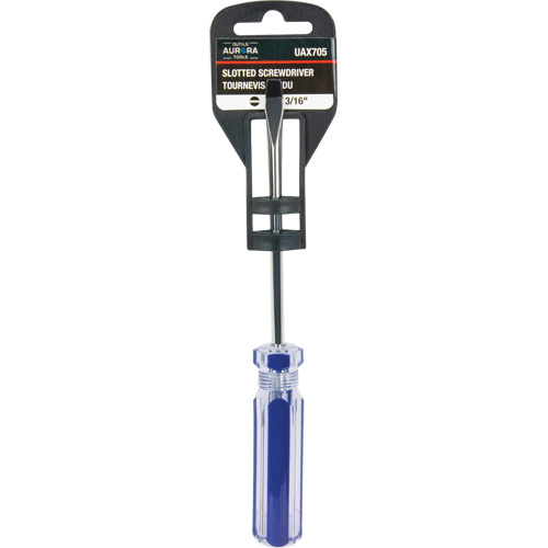 Tournevis &agrave; fente bleu transparent avec bandes, Tige de 3/16", Ronde, Prise en Plastique Mukwa Safety Services