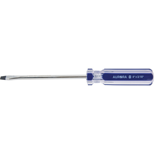 Tournevis &agrave; fente bleu transparent avec bandes, Tige de 3/16", Ronde, Prise en Plastique Mukwa Safety Services