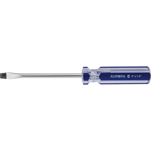 Tournevis &agrave; fente bleu transparent avec bandes, Tige de 1/4", Ronde, Prise en Plastique Mukwa Safety Services