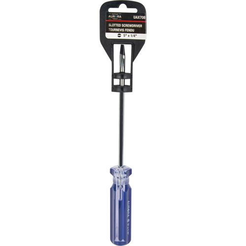 Tournevis &agrave; fente bleu transparent avec bandes, Tige de 1/4", Ronde, Prise en Plastique Mukwa Safety Services
