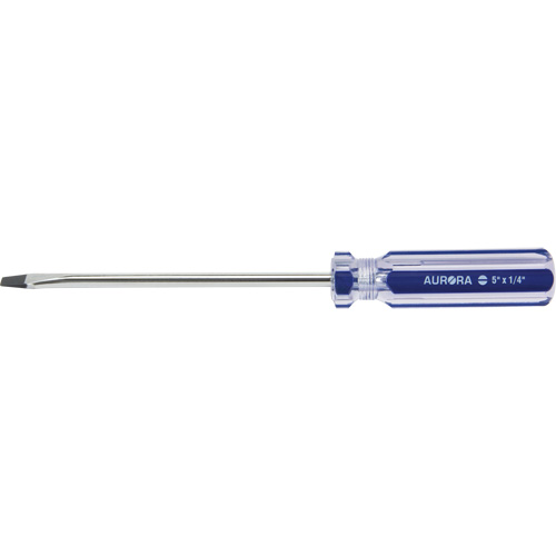Tournevis &agrave; fente bleu transparent avec bandes, Tige de 1/4", Ronde, Prise en Plastique Mukwa Safety Services