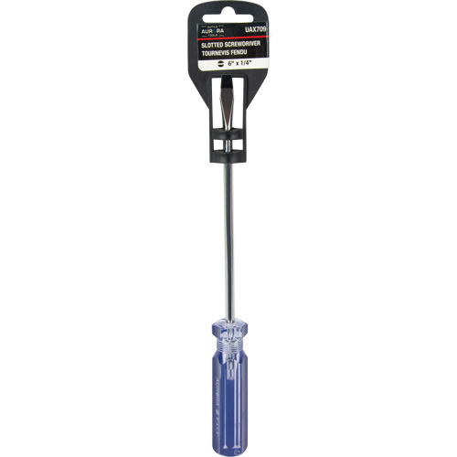 Tournevis &agrave; fente bleu transparent avec bandes, Tige de 1/4", Ronde, Prise en Plastique Mukwa Safety Services