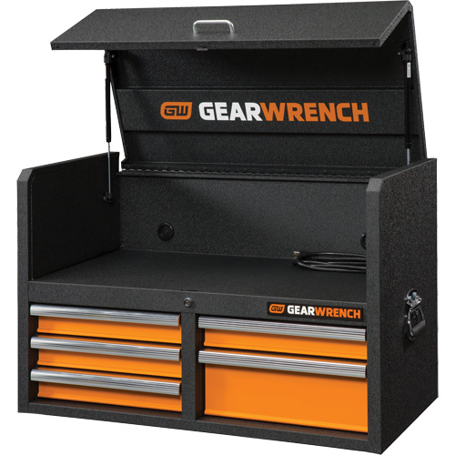 GSX Series Tool Chest, 36" W, 5 Drawers, Black/Orange Mukwa Safety Services