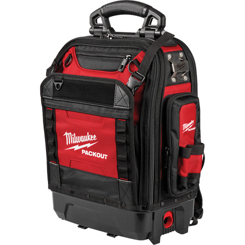 PackOut Structured Backpack, 9-1/2" L x 18" W, Black/Red, Polyester Mukwa Safety Services