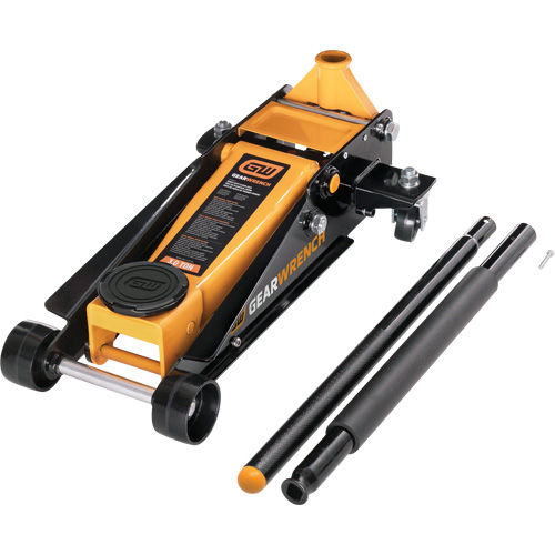 Heavy-Duty Floor Jack, 3 Ton(s) Capacity, 5-1/4" Lowered, 18-1/4" Raised, Manual Hydraulic Mukwa Safety Services