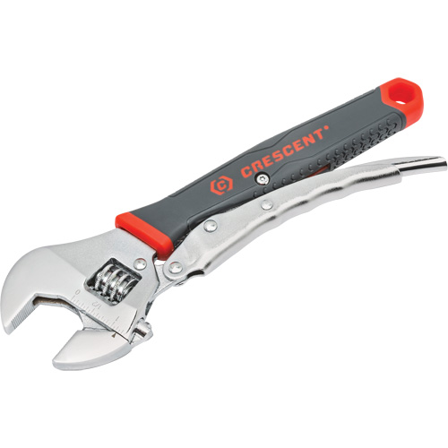 Locking Adjustable Dual Material Wrench, 10" L, 2-18/25" Max Width, Chrome/Polished Mukwa Safety Services