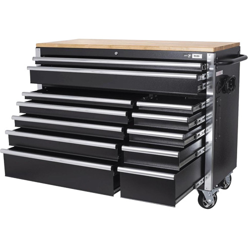HDRC5212 Armoire mobile de s&eacute;rie HD, 12 tiroirs, 51-1/4" la x 21" p x 40-3/10" h, Noir Mukwa Safety Services