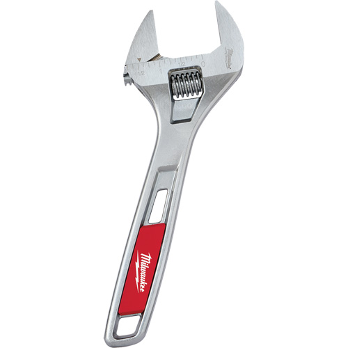 Wide Jaw Adjustable Wrench, 8" L, Chrome Mukwa Safety Services