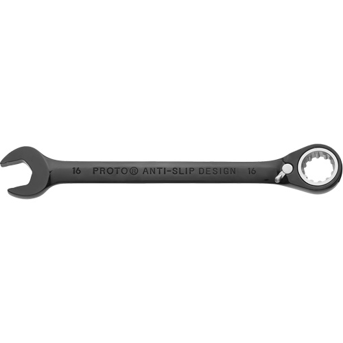 Metric Spline Combination Reversible Ratcheting Wrench, Black/Chrome Finish Mukwa Safety Services