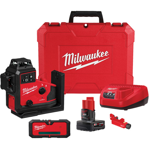 Laser vert &agrave; 3 plans sur 360° M12 avec r&eacute;cepteur et alignement automatique Mukwa Safety Services