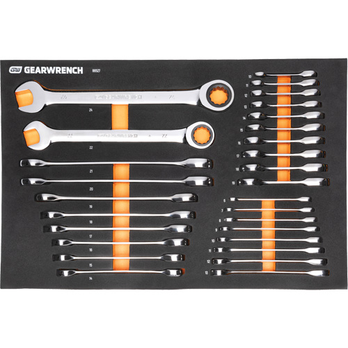 Jeu d'outils m&eacute;triques pour m&eacute;canicien MEGAMOD dans des plateaux en mousse modulaire avec armoire roulante &agrave; outils, 358 morcea Mukwa Safety Services
