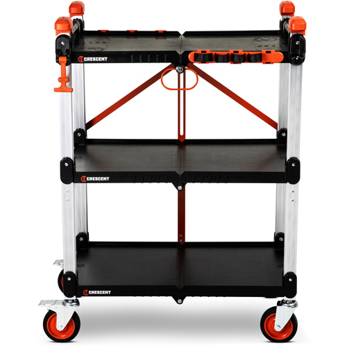 Chariot de chantier pliable &agrave; 3 &eacute;tag&egrave;res SITERUNNER, 30-3/5" lo x 20" la x 42-1/2" h, Noir Mukwa Safety Services
