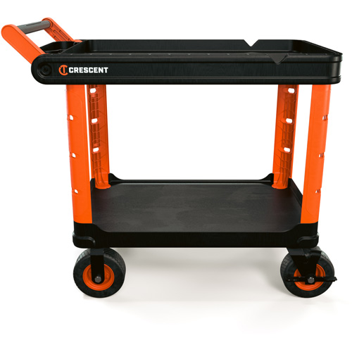 RAILWORKS 2-Shelf Industrial Utility Cart with 8" Casters, 47" L x 24-1/2" W x 37-4/5" H, Black/Orange Mukwa Safety Services