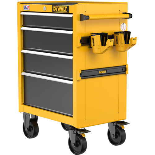 Coffre &agrave; outil roulant robuste, 4 tiroirs, 26" la x Jaune Mukwa Safety Services