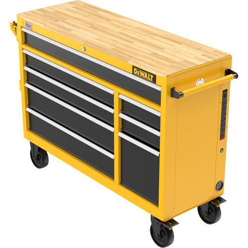 Postes de travail industriel mobile, 8 tiroirs, 52" la x Jaune Mukwa Safety Services
