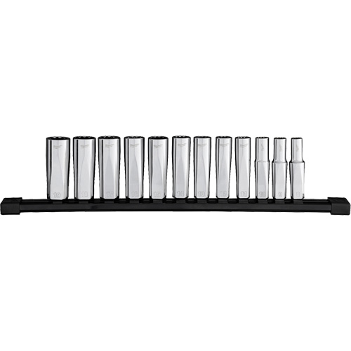 Jeu de douilles &agrave; puits profondes m&eacute;triques &agrave; 12 pans, 12 Mcx, Prise de 3/8", Profond Mukwa Safety Services
