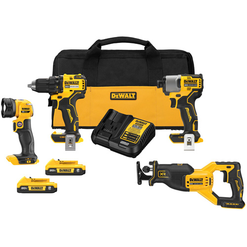 Ensemble de quatre outils combin&eacute;s sans fil et sans balai XR, Lithium-ion, 20 V Mukwa Safety Services