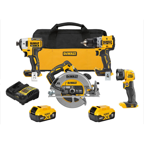 Ensemble de quatre outils combin&eacute;s sans fil et sans balai XR, Lithium-ion, 20 V Mukwa Safety Services