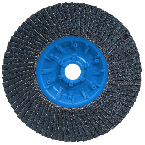 Disque &agrave; lamelles POWERBLEND TRM QC, 5" x 5/8"-11, Type 27, Grain Z40, Alumine de zirconium Mukwa Safety Services