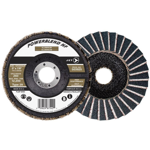 Disque &agrave; lamelles POWERBLEND NF, 5" x 7/8", Type 29, Grain Z60, Alumine de zirconium Mukwa Safety Services