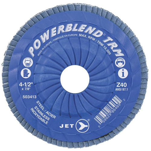 Disque &agrave; lamelles ajustables POWERBLEND TRM, 4-1/2" x 7/8", Type 29, Grain Z80, Alumine de zirconium Mukwa Safety Services