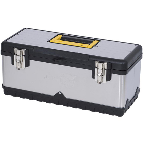 JPSTB-20 Stainless Steel Hand Tool Box, 9-63/100" D x 20" W x 8-7/8" H, Black/Silver Mukwa Safety Services