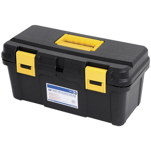 JPTB-16 Plastic Hand Tool Box, 16" W x 8" D x 7-1/2" H, Black Mukwa Safety Services