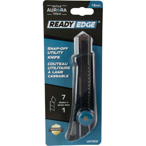 Couteau professionnel de 18 mm avec verrouillage &agrave; cliquet, Acier inoxydable, Robuste, Prise en Plastique Mukwa Safety Services