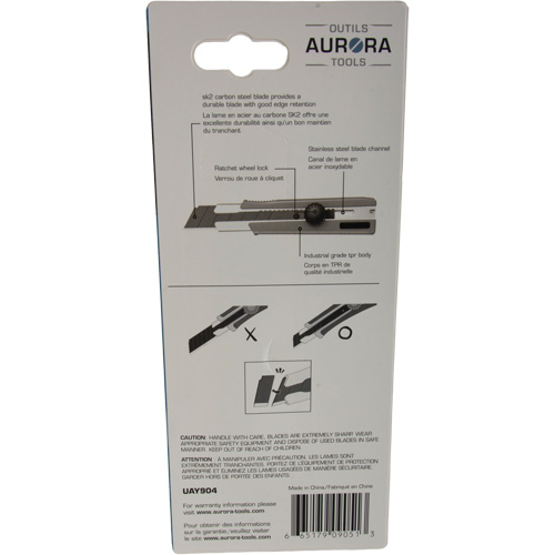 Couteau r&eacute;tractable de 25 mm, Acier inoxydable, Robuste, Prise en Caoutchouc Mukwa Safety Services