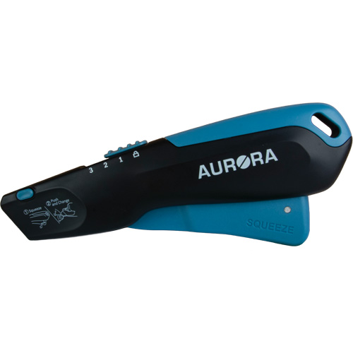Couteau de s&eacute;curit&eacute; r&eacute;tractable , Acier inoxydable, Robuste, Prise en Plastique/Aluminium Mukwa Safety Services