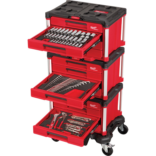 366-Piece Master Mechanics Hand Tool Set with PACKOUT Drawers & Dolly, 16-3/10" x 22-1/5" x 48-5/8", Black/Red Mukwa Safety Services
