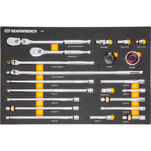 3/8" 90-Tooth Ratchet & Drive Tool Set with Foam Storage Tray Mukwa Safety Services