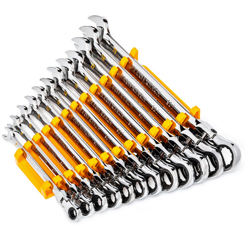 90-Tooth 12 Point Wrench Set, Flex Head/Ratcheting Combination, 12 Pieces, Metric Mukwa Safety Services