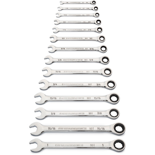 Jeu de cl&eacute;s SAE &agrave; 12 pans et 90 dents, Combinaison &agrave; cliquet, 14 morceaux, Imp&eacute;rial Mukwa Safety Services