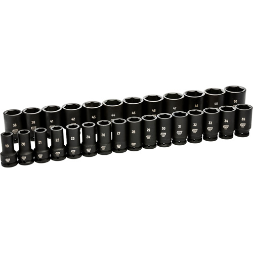 6 Point Metric Socket Set, 28 Pcs, Impact, 3/4" Drive Size, Deep Mukwa Safety Services