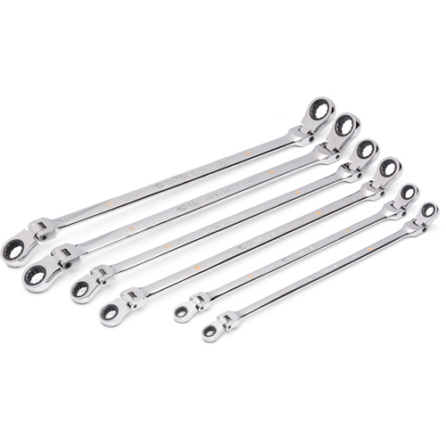 Jeu de cl&eacute;s &agrave; cliquet double m&eacute;triques &agrave; 12 pans et 90 dents Gearbox, T&ecirc;te articul&eacute;e, 6 morceaux, M&eacute;trique Mukwa Safety Services