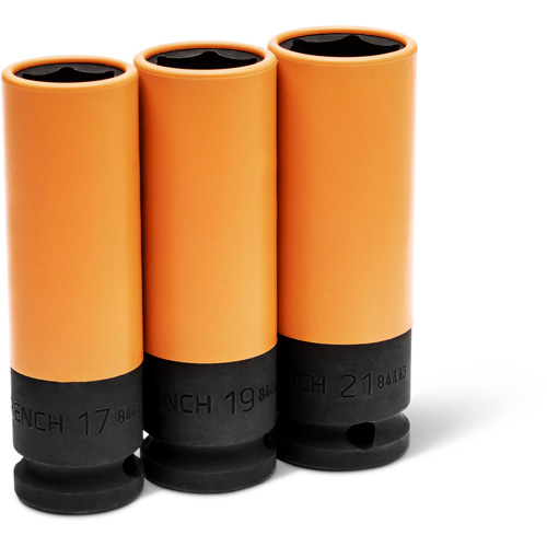 Metric High-Strength Wheel Protector Socket Set, 3 Pcs, Impact, 1/2" Drive Size, Deep Mukwa Safety Services