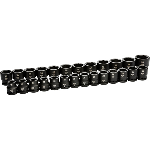6 Point Metric Socket Set, 26 Pcs, Impact, 3/4" Drive Size Mukwa Safety Services