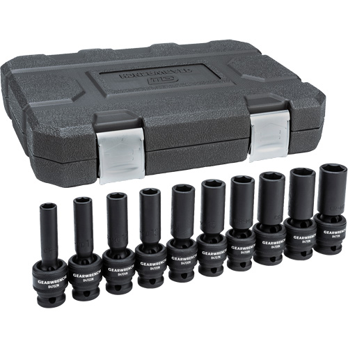 6-Point Universal Metric Socket Set, 10 Pcs, Impact, 1/2" Drive Size, Deep Mukwa Safety Services